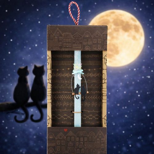 Λαμπάδα Γατούλες στο φεγγάρι - Σιέλ