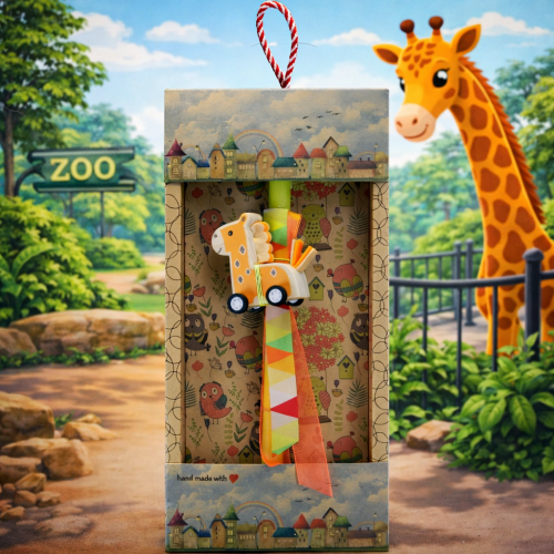 Λαμπάδα Ζωάκι με ρόδες ξύλινο - Καμηλοπάρδαλη