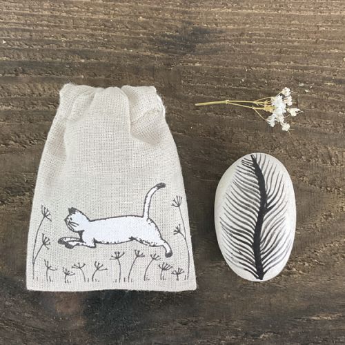 Μικρό πουγκί με κορδόνι-Γάτα 6,5x8,5εκ.