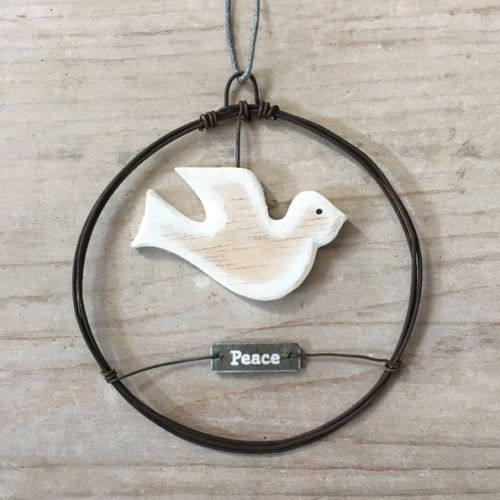 Sml rusty wire wreath-Dove/peace Size: 7x0,5x7,5 cm
