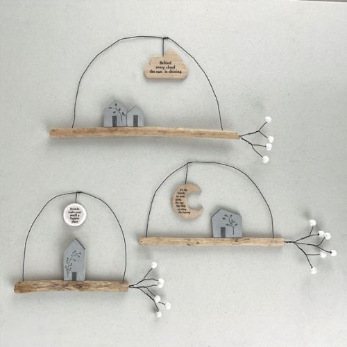Wood twig hanger-Behind every cloud