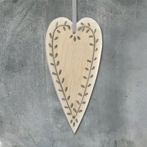 Long leaf heart – Grey (16 x 9cm)