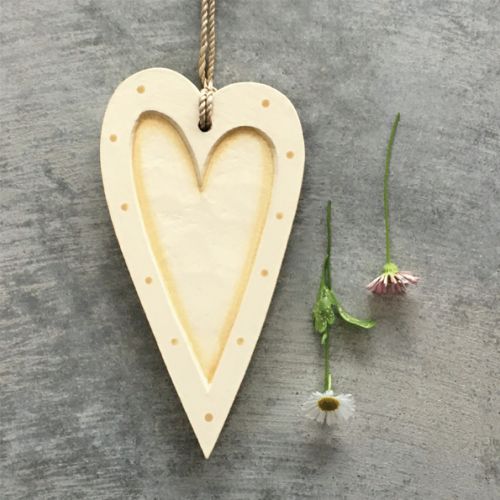 Cream long heart-Plain