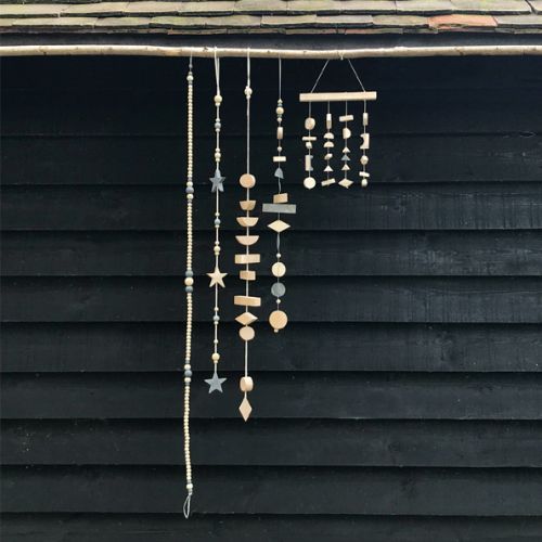 Hanging garland-Wood abstract shapes