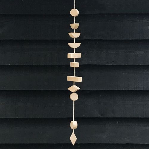 Hanging garland-Wood abstract shapes