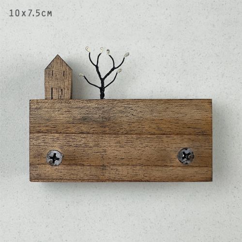 Wood pegboard-House & tree