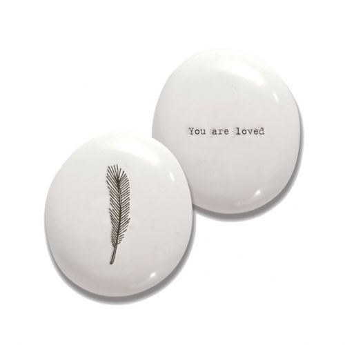 Porcelain pebble – You are loved / Feather