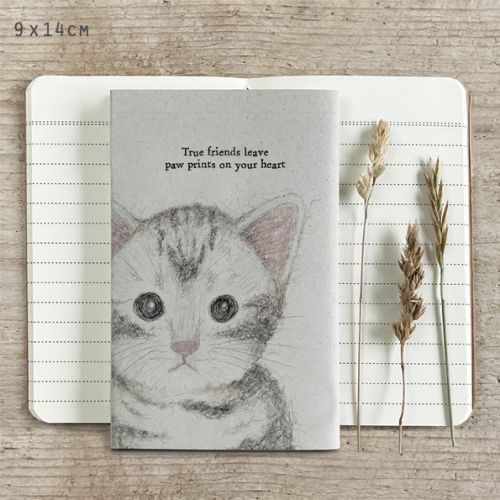 Βιβλιαράκι block print γάτα-True friends 9x14εκ.