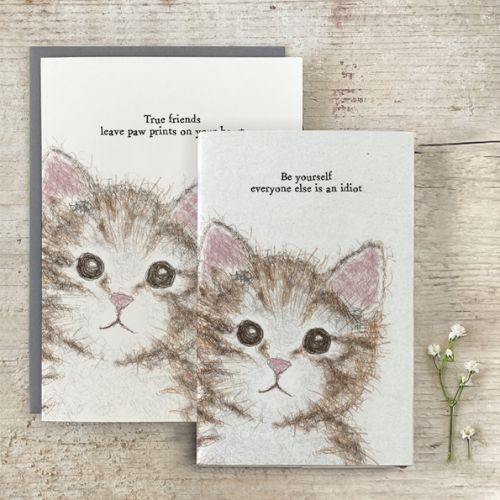 Βιβλιαράκι block print γάτα-Be yourself 9x14εκ.