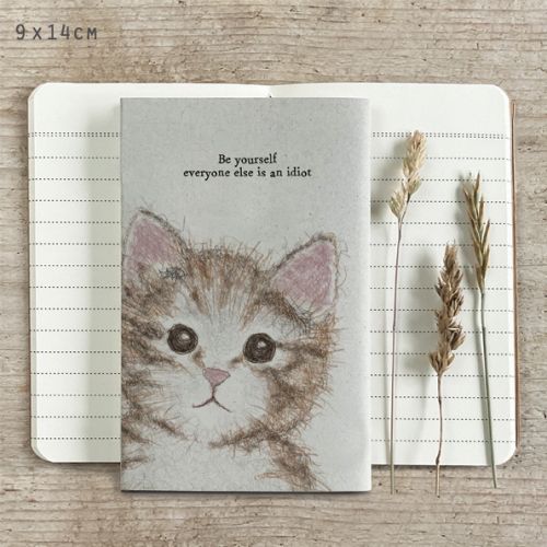 Βιβλιαράκι block print γάτα-Be yourself 9x14εκ.