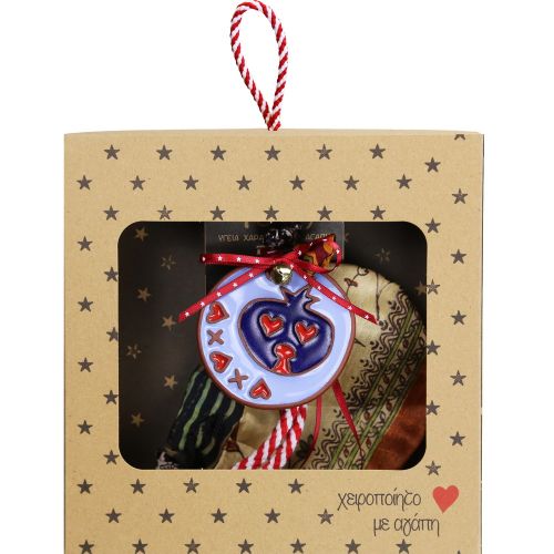 Γούρι Κεραμικό στολίδι-Ρόδι μπλε