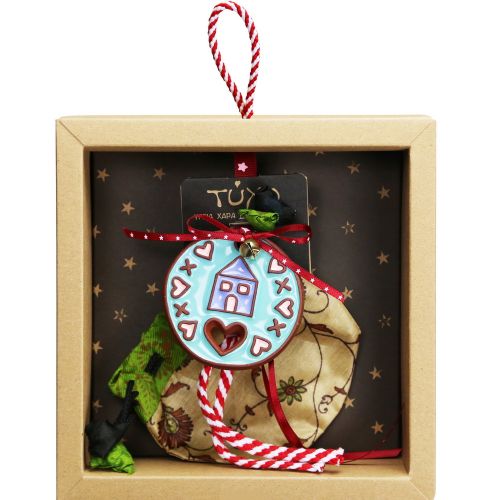 Γούρι Κεραμικό στολίδι-Σπίτι παστέλ