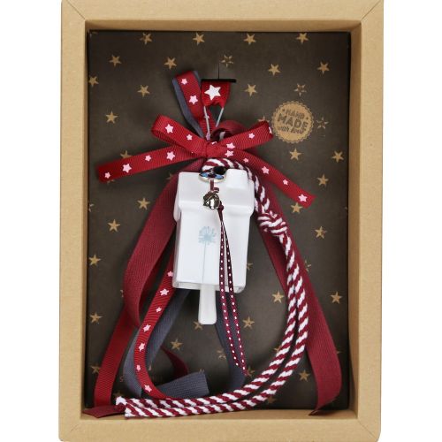 Γούρι Καμπάνα πορσελάνη Σπίτι-Ασημί