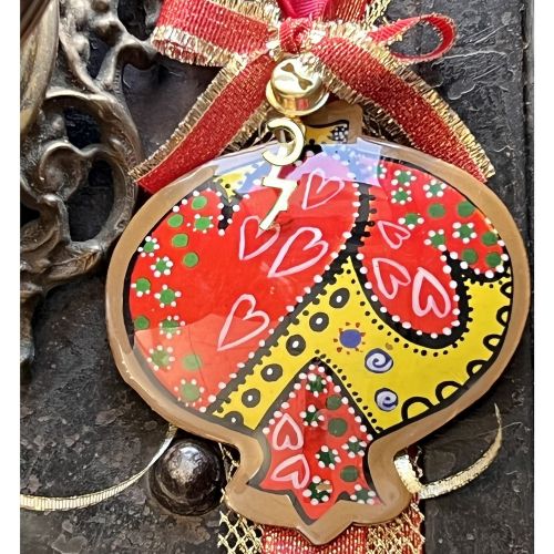 Γούρι ρόδι boho μεταλλικό με Καρδιές