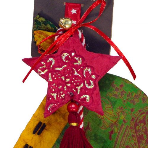 Γούρι Βαμβακερό στολίδι-Αστέρι μπορντώ