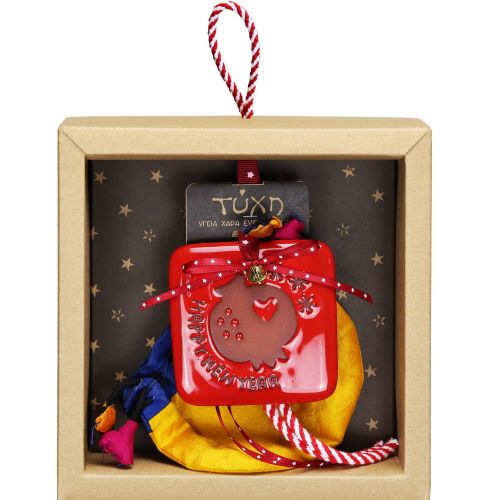 Γούρι Κεραμικό Ρόδι τετράγωνο