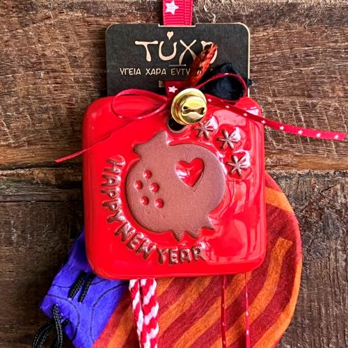 Γούρι Κεραμικό Ρόδι τετράγωνο