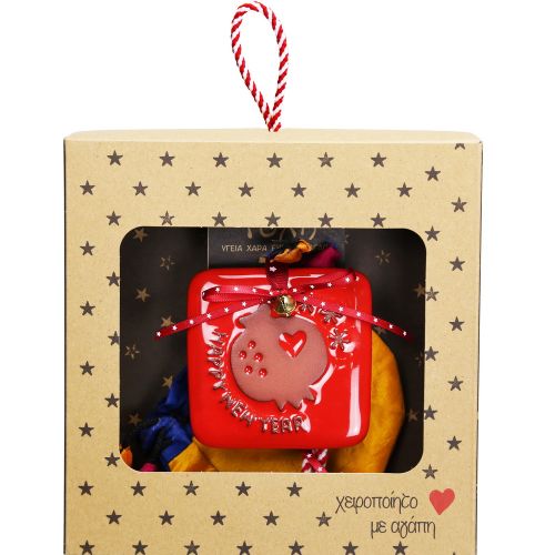 Γούρι Κεραμικό Ρόδι τετράγωνο