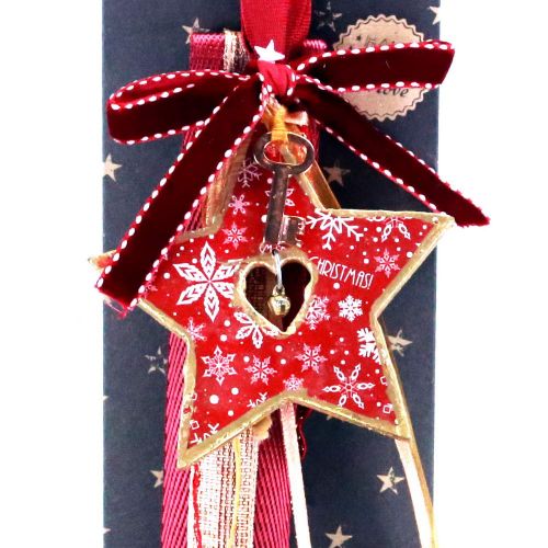 Γούρι ξύλινο Αστέρι με κουδουνάκι-Κλειδί 33εκ.