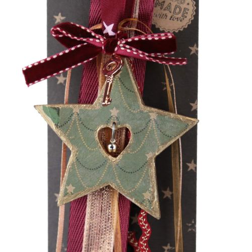 Γούρι ξύλινο Αστέρι με κουδουνάκι-Κλειδί 33εκ.