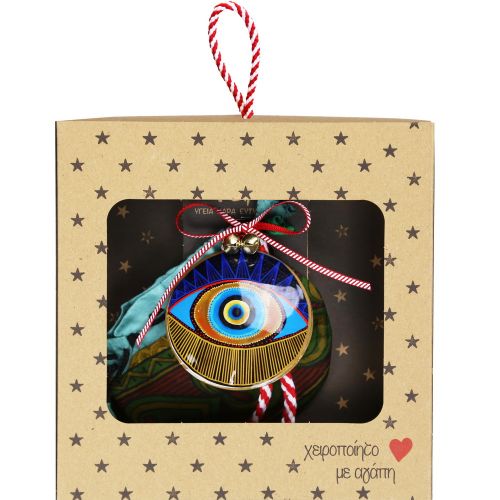 Γούρι Μάτι μεταλλικό-Χρυσές γραμμές 18x17,5εκ.