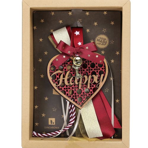 Γούρι Ξύλινο στολίδι-Καρδιά Happy 30x19εκ.