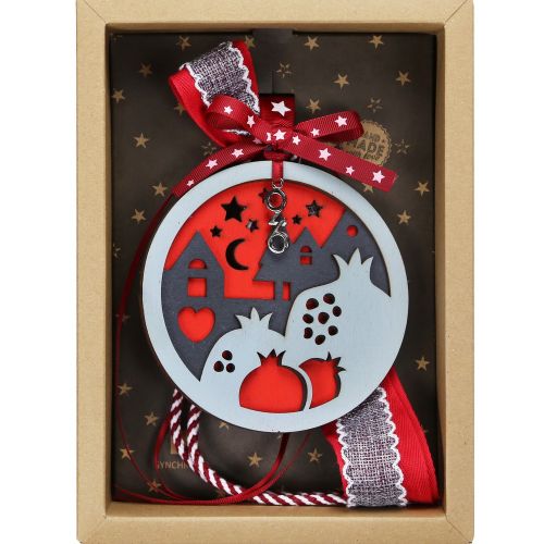 Γούρι Γκρι/Κόκκινο στολίδι-Ρόδια