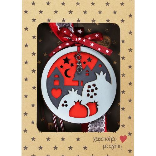 Γούρι Γκρι/Κόκκινο στολίδι-Ρόδια