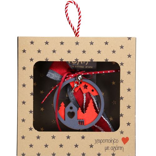 Γούρι Γκρι/Κόκκινο στολίδι-Σπίτι