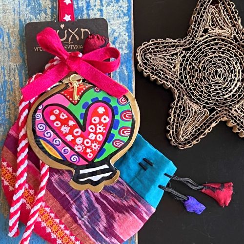 Γούρι Ρόδι boho-Καρδιά - μέταλλο