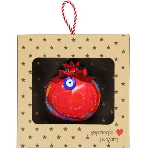 Γούρι επιτραπέζιο 18εκ. - Ρόδι με φιόγκο-Μάτι