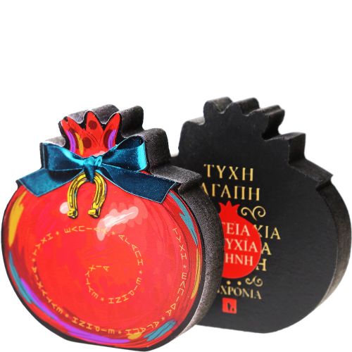 Γούρι επιτραπέζιο 18εκ. - Ρόδι με φιόγκο-Πέταλο