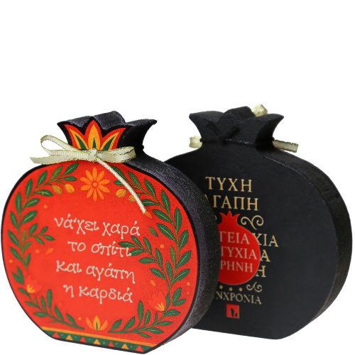 Γούρι επιτραπέζιο 18εκ. - Ρόδι με άνθη-να'χει χαρά