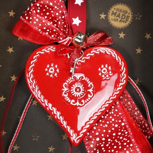 Γούρι Κόκκινο κεραμικό-Καρδιά (24x17εκ.)