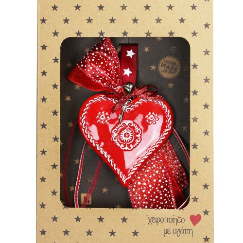 Γούρι Κόκκινο κεραμικό-Καρδιά (24x17εκ.)