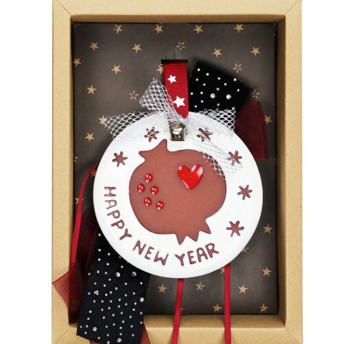 Γούρι Κεραμικό ρόδι HNY-Μαύρο