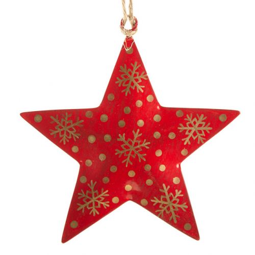 Red Star With Gold Snowflake Decoration