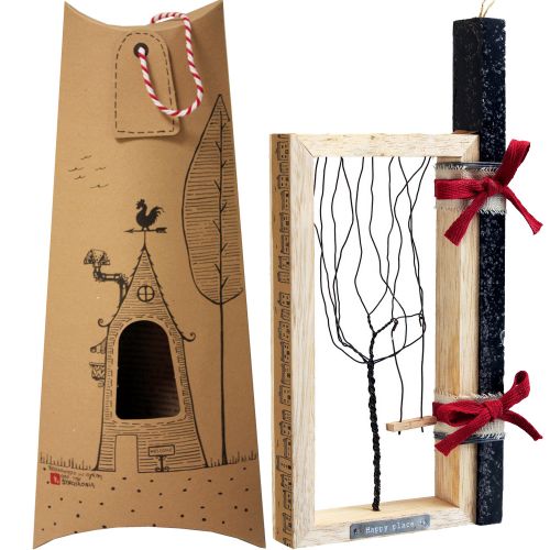 Λαμπάδα Κάδρο με δέντρο - Γκρι