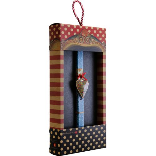 Λαμπάδα Καρδιά φλοράλ - Πετρόλ