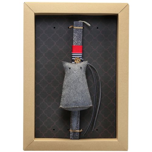 Easter Candle Felt standing grey cat-Gordon
