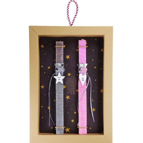 Λαμπάδα (lg) Πορσελάνινο στολίδι για δύο - Αστέρι & Καρδιά