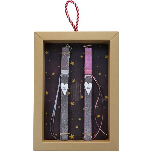 Λαμπάδα (lg) Πορσελάνινο στολίδι για δύο - Καρδιές