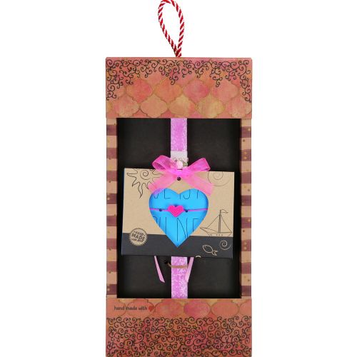 Λαμπάδα Bραχιόλι μακραμέ Καρδιά - Ροζ