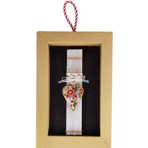 Λαμπάδα Καρδιά φλοράλ μικρή - μπεζ