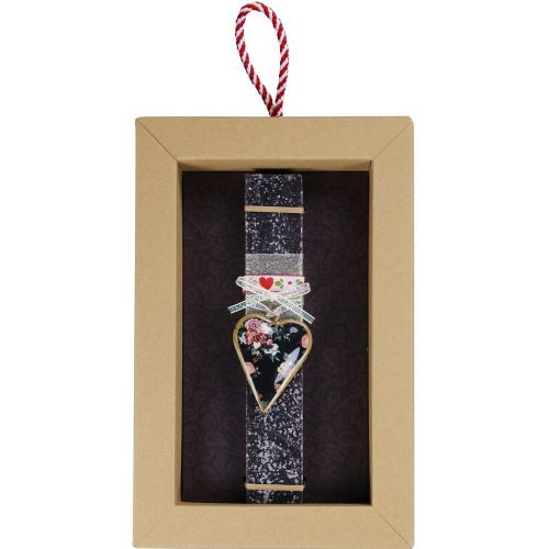 Λαμπάδα Καρδιά φλοράλ μικρή - μαύρη