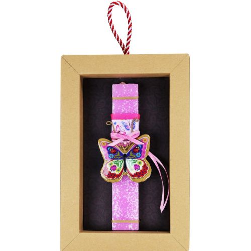 Λαμπάδα Πεταλούδα φλοράλ μικρή - ροζ