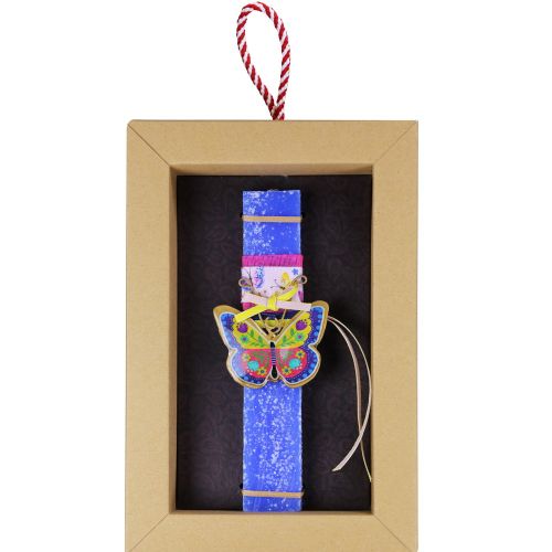 Λαμπάδα Πεταλούδα φλοράλ μικρή - μπλε