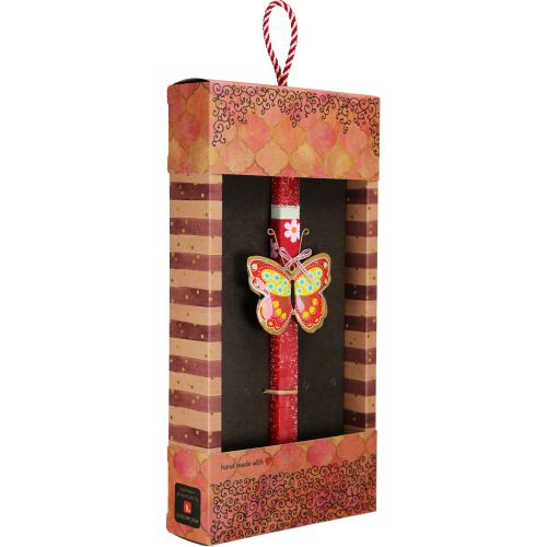 Λαμπάδα Πεταλούδα φλοράλ - Κοκκινη