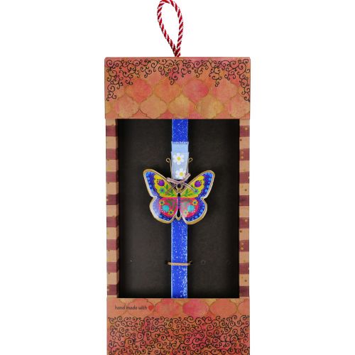 Λαμπάδα Πεταλούδα φλοράλ - Μπλε