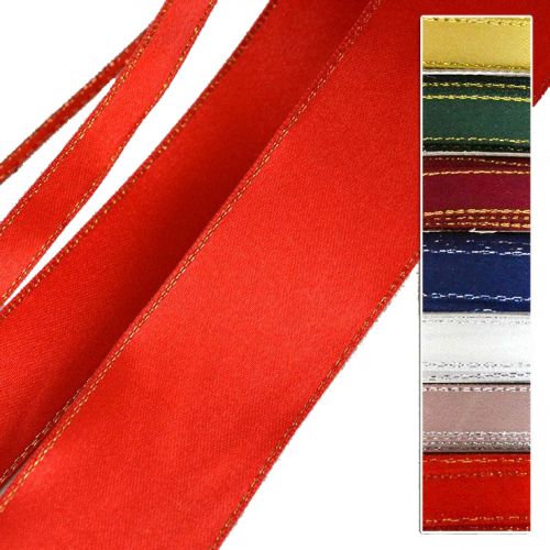 Κορδέλα 45μ. Σατέν METALIC FINISH 3χιλ. - κόκκινη